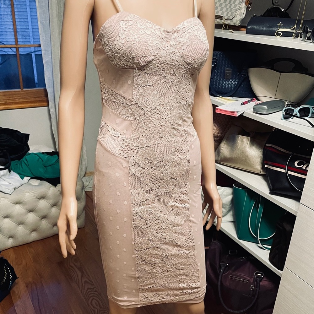 NWT lace light pink  midi dress.